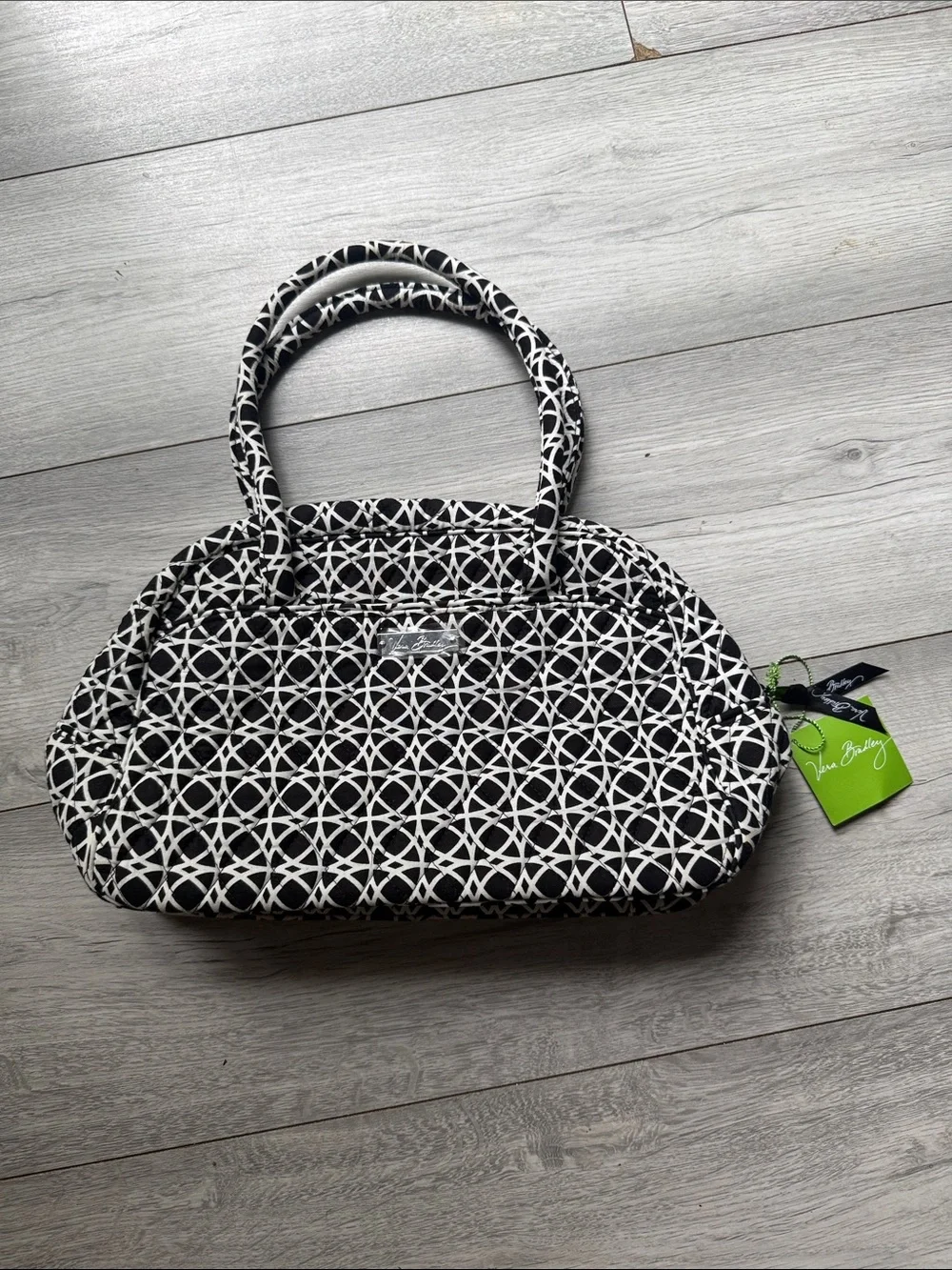 Vera Bradley Black & White Patterned Quilted Satchel
