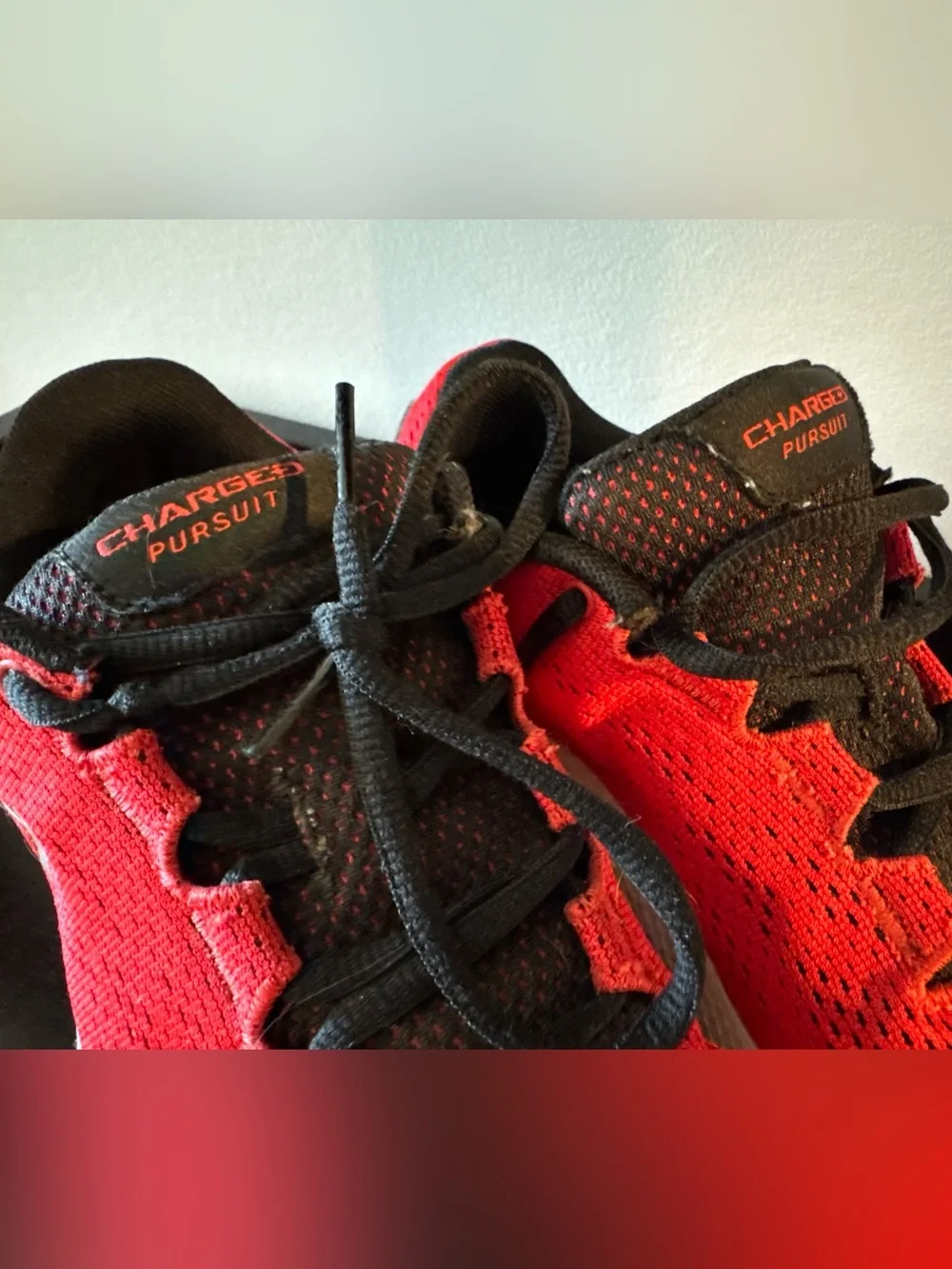 Youth 6.5 Under Armour Charged Pursuit Sneaker, Red