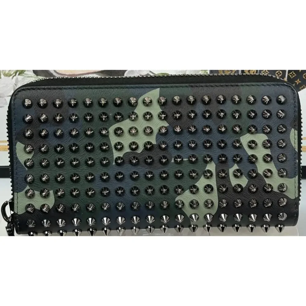 Christian Louboutin Camouflage Panettone Studded Leather Zip Around Wallet