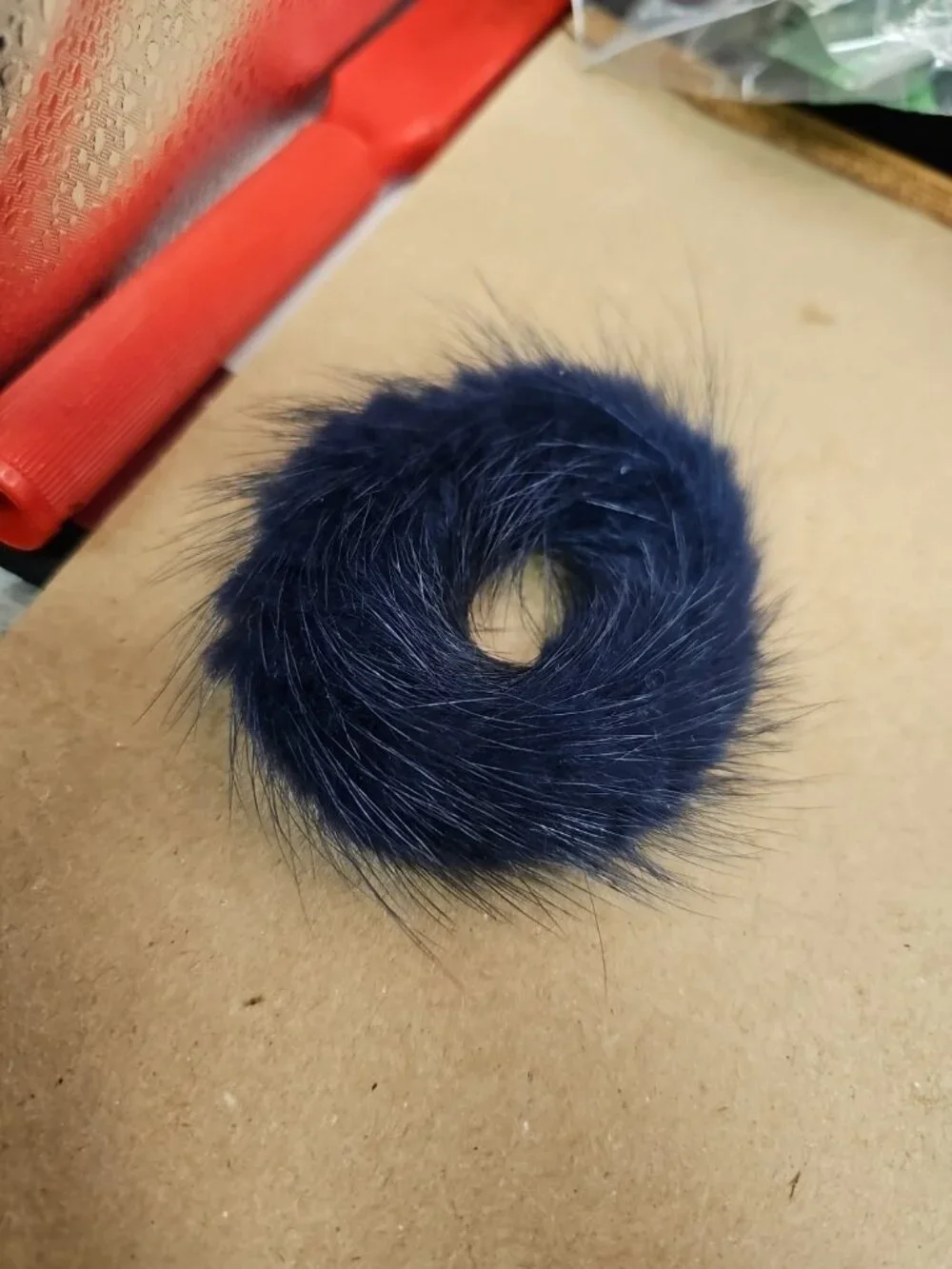 Deep Blue Fur Scrunchie For Ponytail