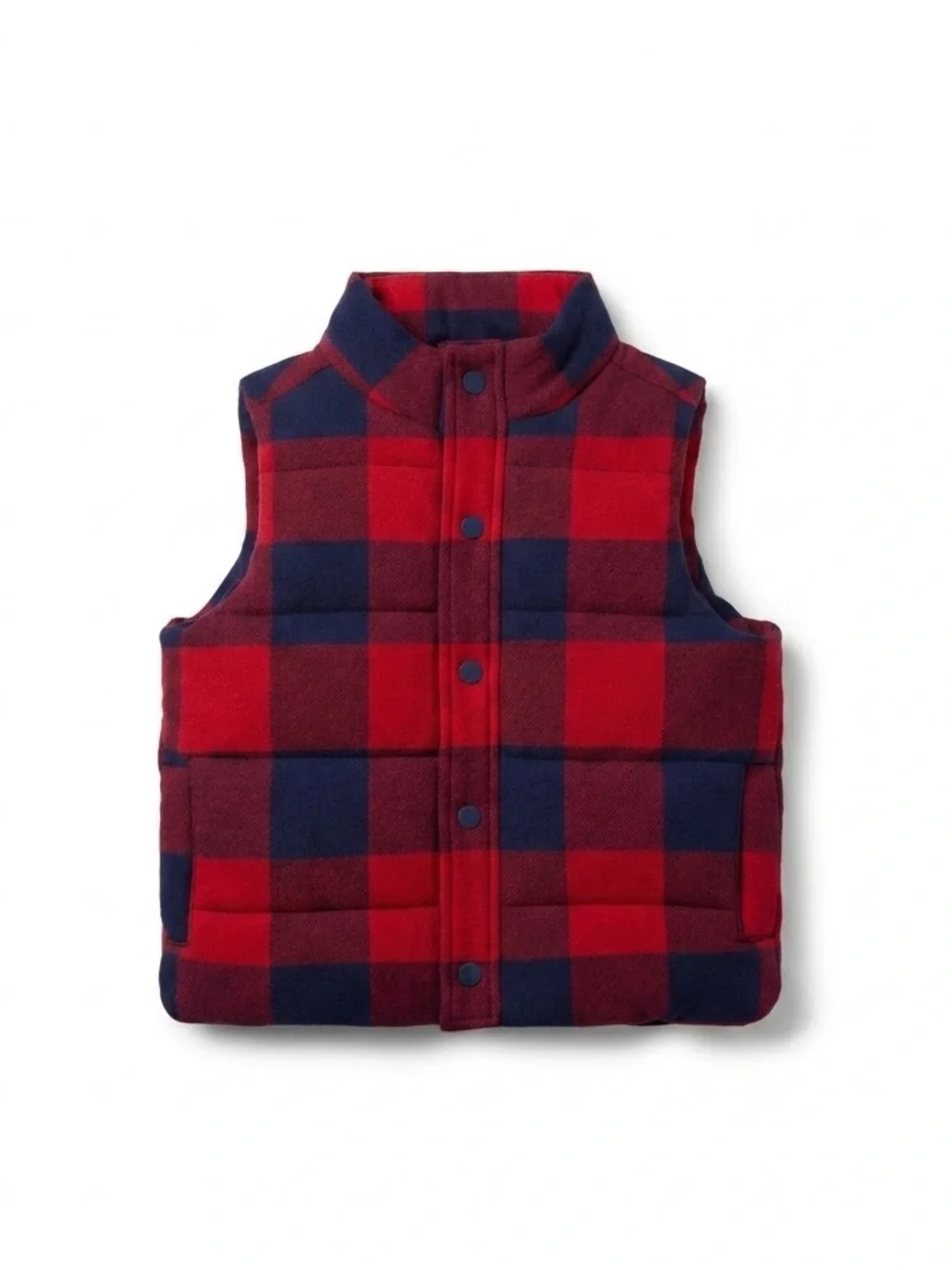 Janie and Jack Buffalo Plaid Boys Snap Front Padded Puffy Cotton Vest Size 10-12