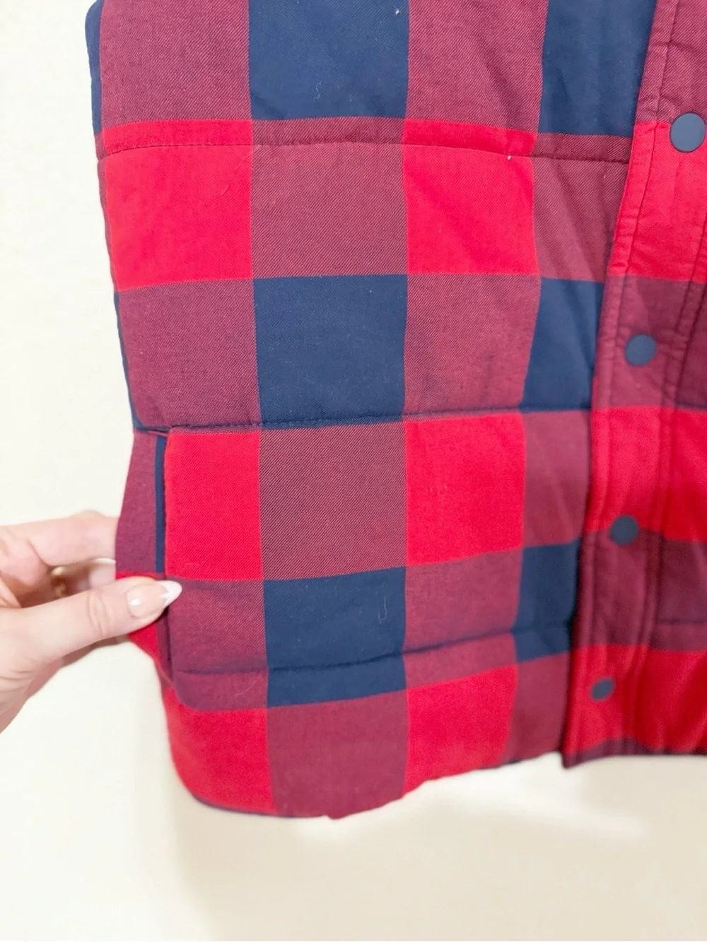 Janie and Jack Buffalo Plaid Boys Snap Front Padded Puffy Cotton Vest Size 10-12