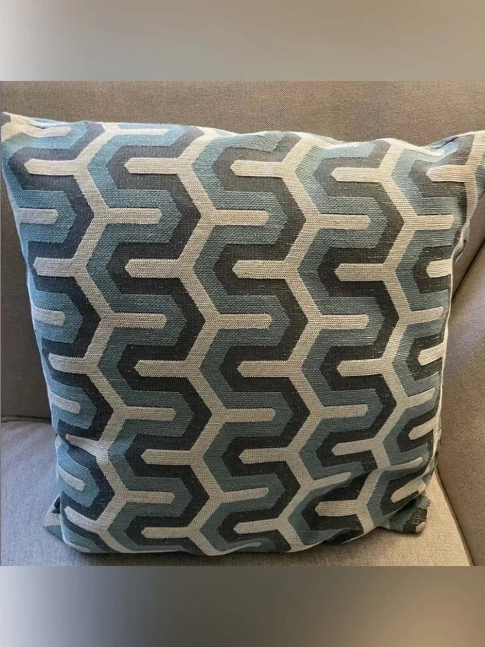 Decorative Geometric and Solid Throw Pillows in Blue and Gray—Down Throw Pillows