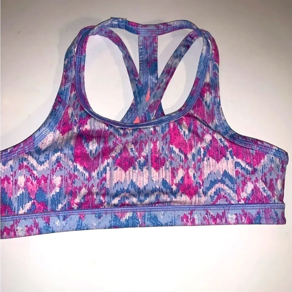 Ivivva by Lululemon Drill Sports Bra Blue/Pink Print Size L (12) Girls