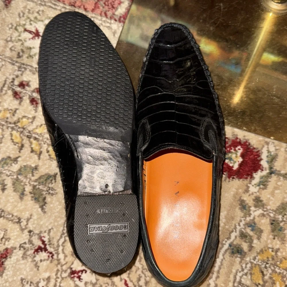 Mezlan Morellino Crocodile Loafers Black EUC 8.5
