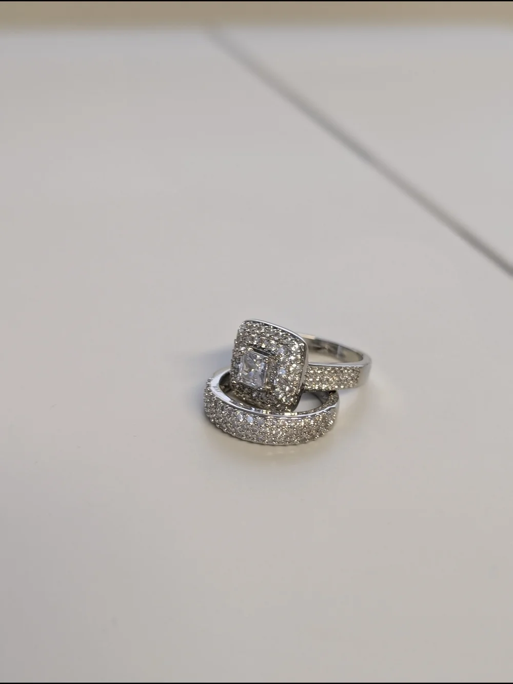 .925 Sterling Silver Pavé Bridal Ring Set in Silver