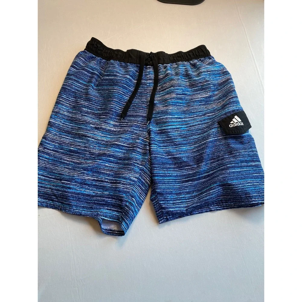 Adidas Mens Blue Space Dye Swim Trunks Board Shorts Mesh Lining Size L PLM111