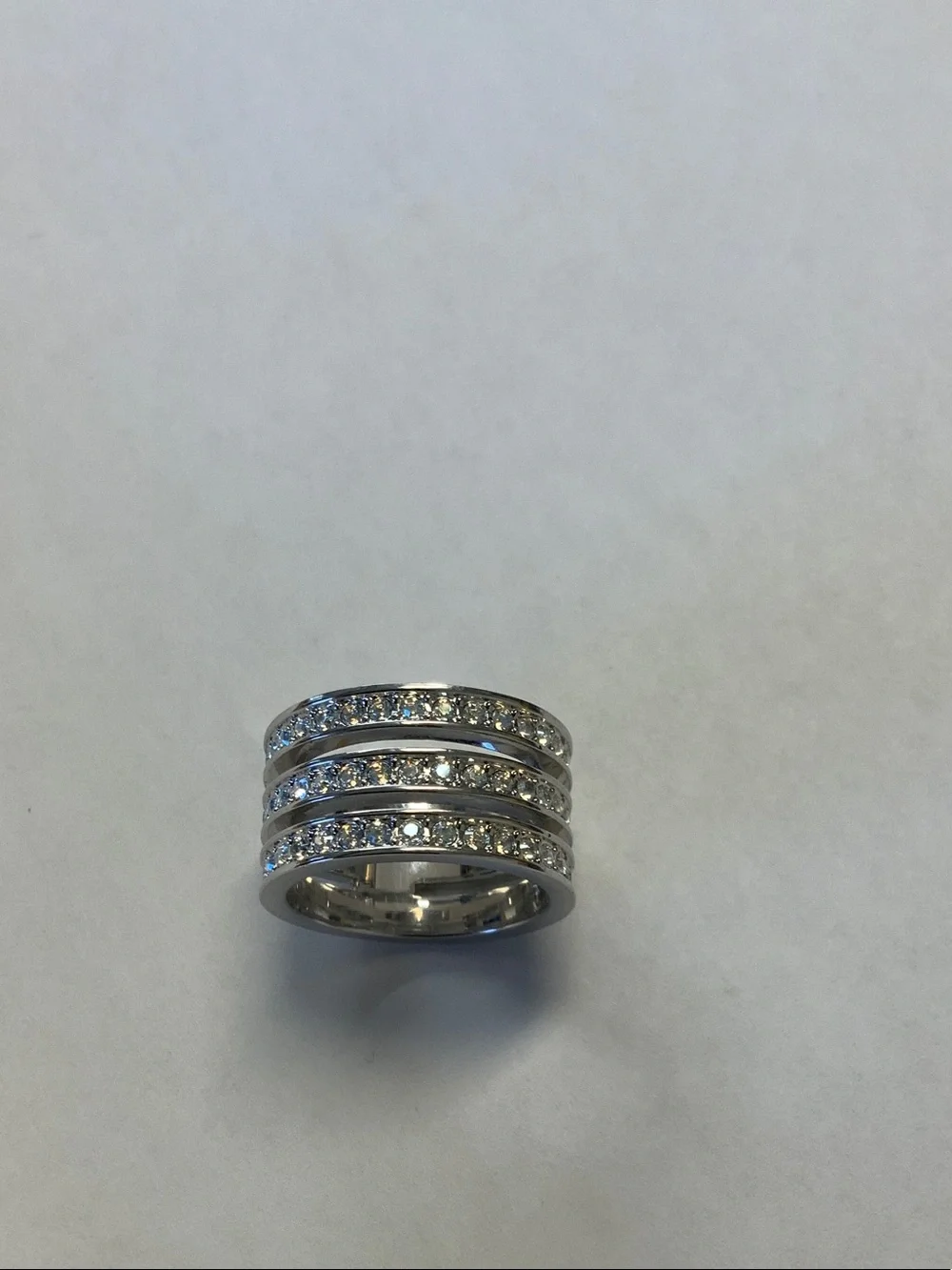 Swarovski Silver Three-Row Crystal Band - White