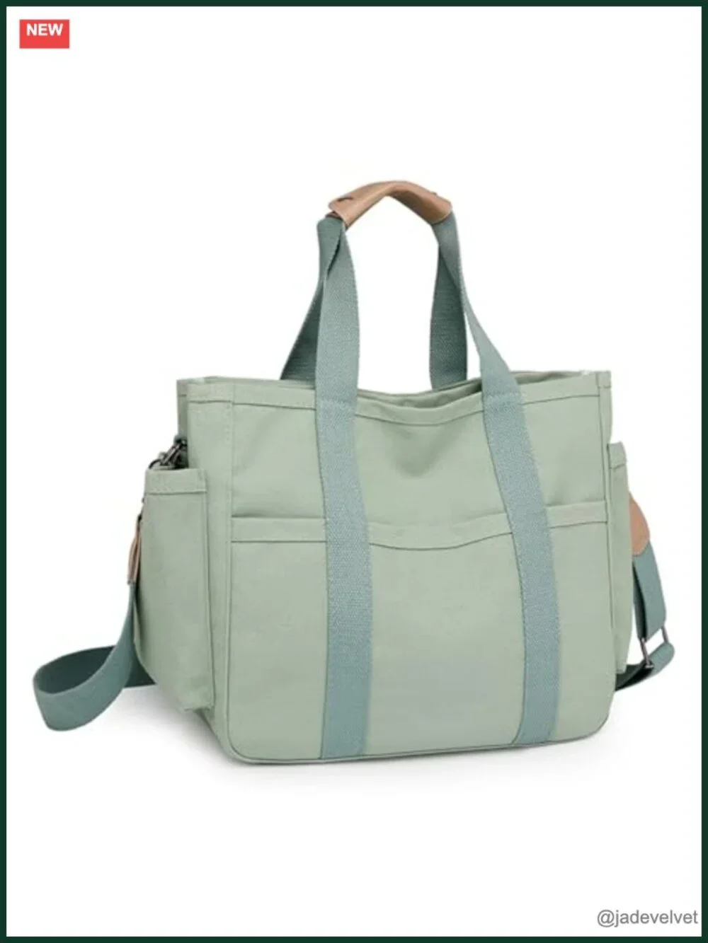Canvas Crossbody Tote Bag with Multi Pockets Work Handbag Messenger Travel Purse