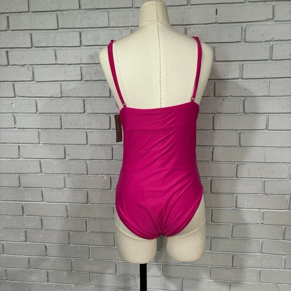 J.Crew Women’s Pink One‎ Piece Plunge Swimsuit