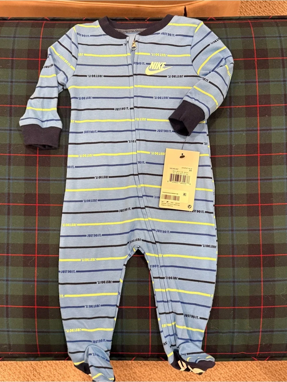 NWT Nike Blue Striped Baby Onesie