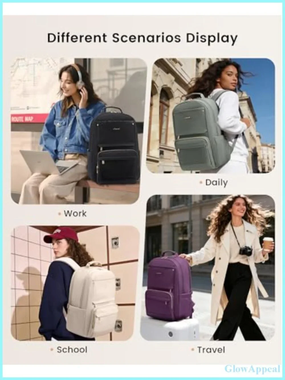Large Capacity Laptop Backpack with Water Bottle Pockets, 27L Travel Backpack