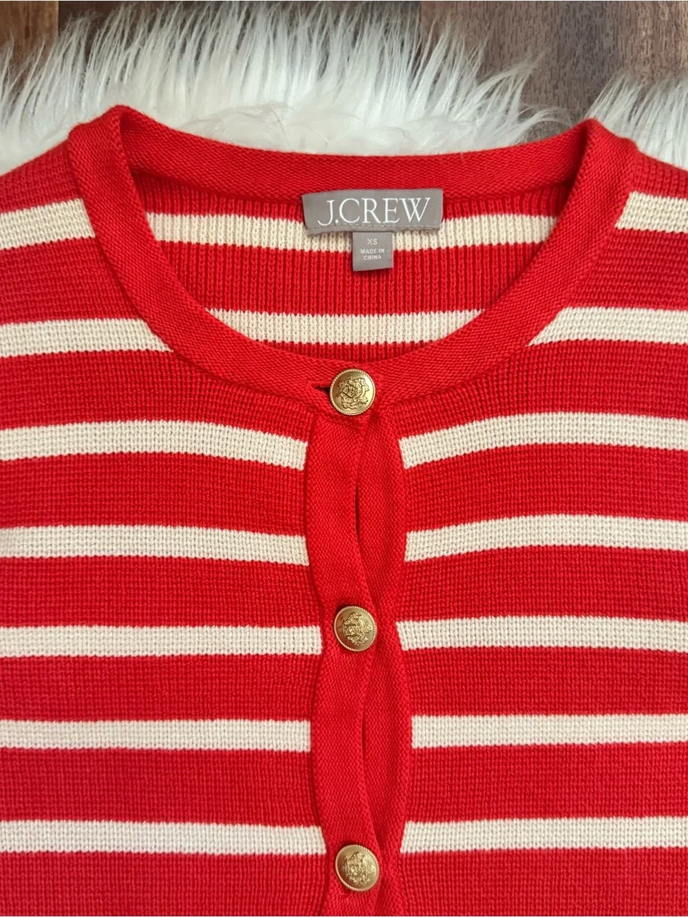 J. Crew Emilie Sweater Lady Jacket in Red Stripe Size XS