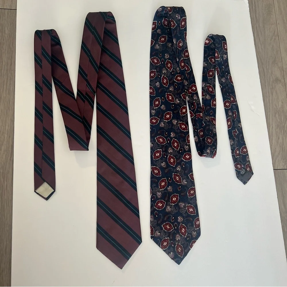 Christian Dior, All Silk, Made in USA,‎ Striped and Patterned Ties Set of 2