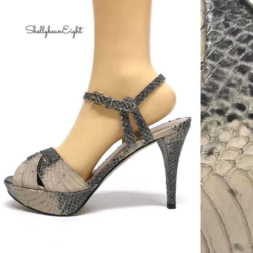 STUART WEITZMAN Loop Thru SNAKE Sandals Heels 8.5