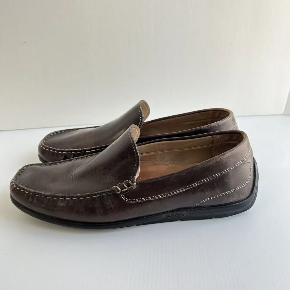 ECCO 570904 Classic Moc Brown Leather Loafer Driver Shoes Men’s 8 EUR 42