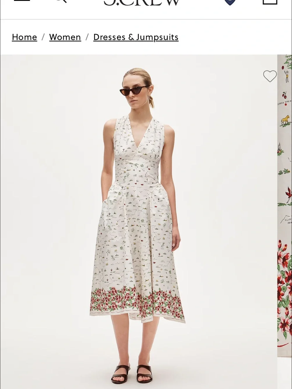 J. Crew V-neck dress in map print