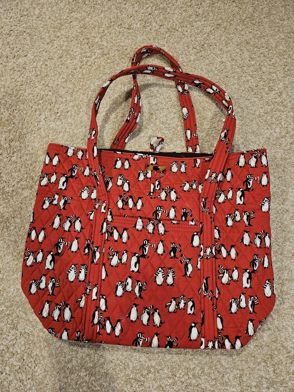 Vera Bradley Red Quilted Penguin Tote
