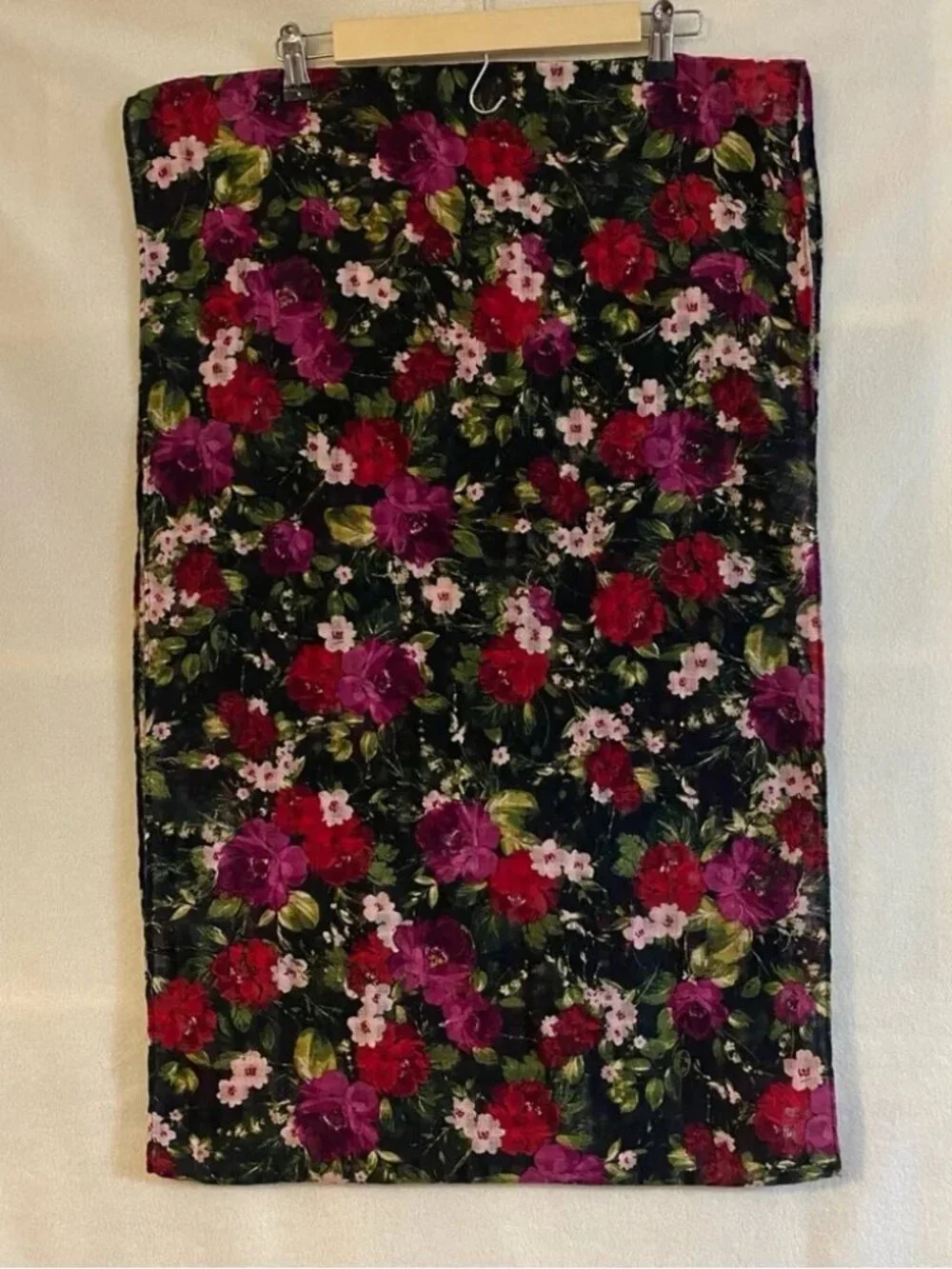 J. Jill black red purple floral print woven infinity scarf
