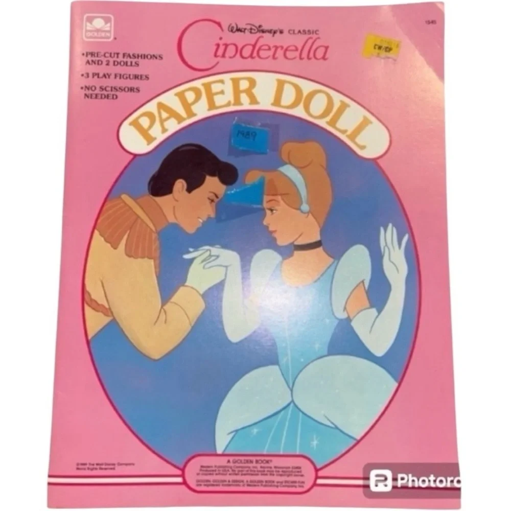 Vintage Disney Cinderella Paper Doll Book Princess Dress Up Collectible Toy