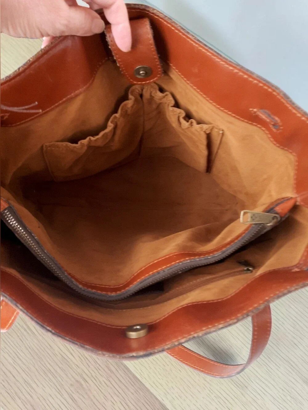 Patricia Nash Peruvian Painting Whitney Leather Tote Drawstring Bag