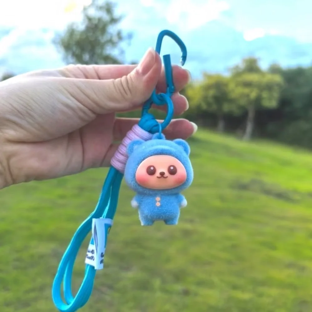 Cute Lububu Style Keychain with Blue Accents