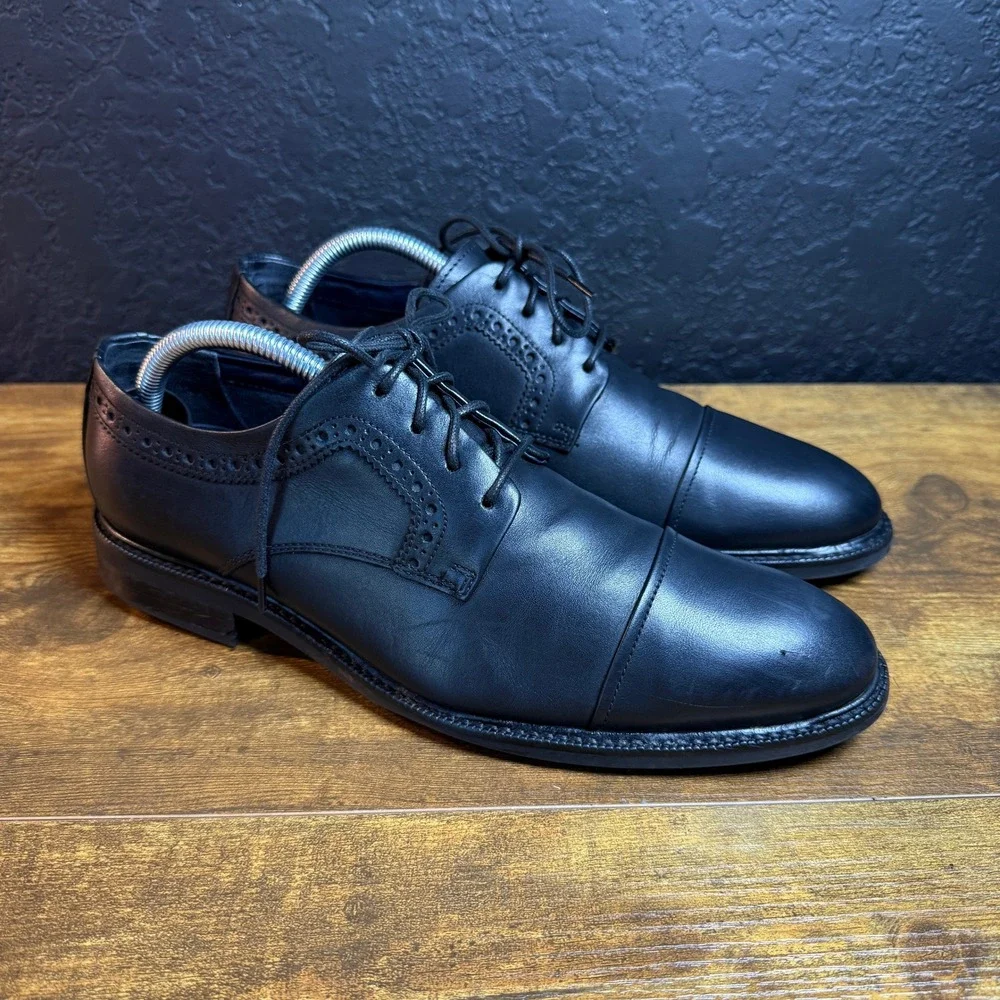 Cole Haan Harrison Grand C28881‎ Black Leather Cap Toe Derby Mens 8 M