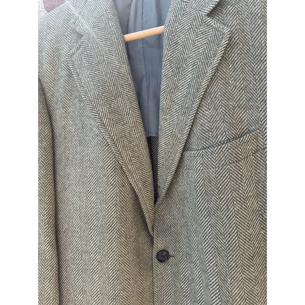 Griffon Clothes 42 Brown Herringbone Wool Sport Coat Blazer