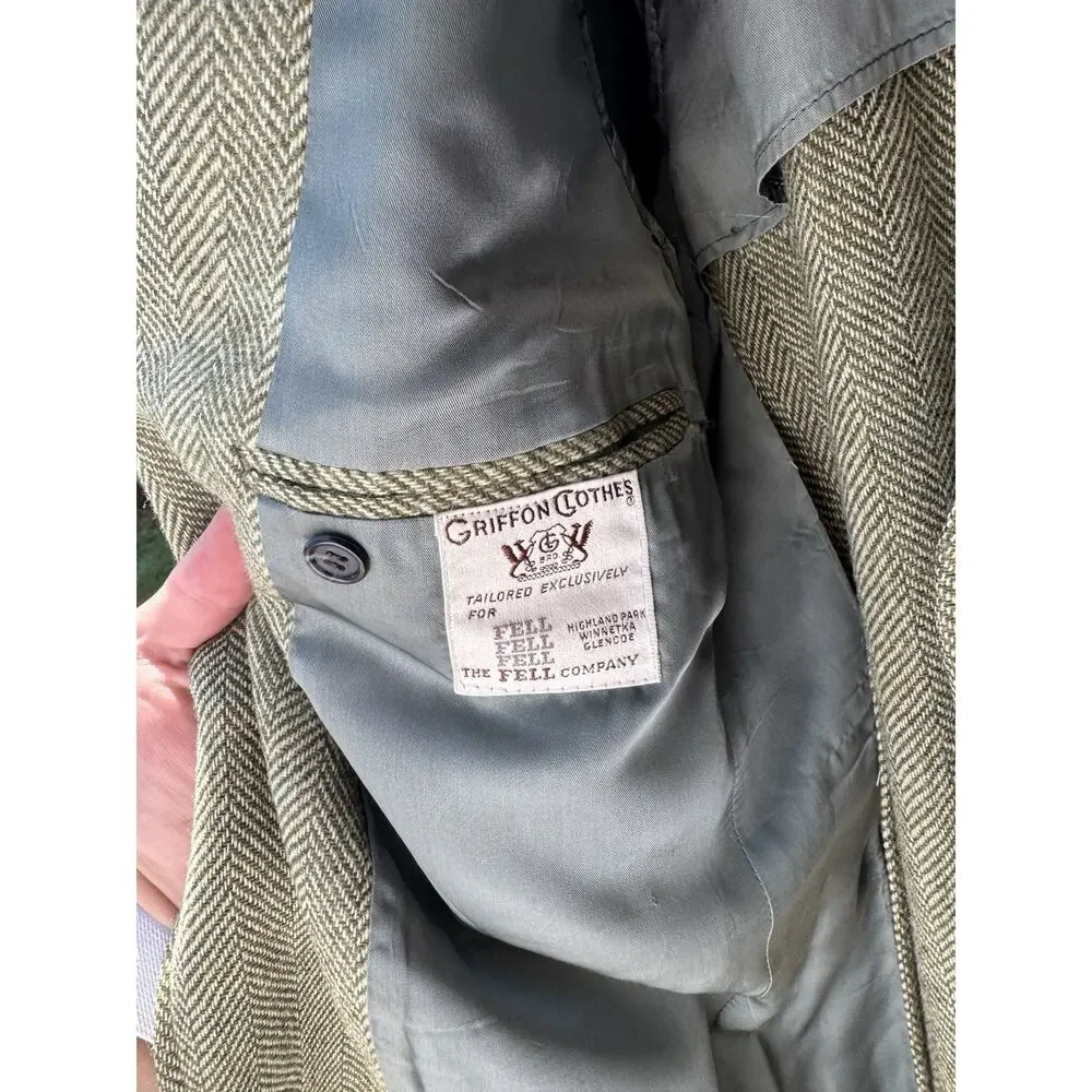 Griffon Clothes 42 Brown Herringbone Wool Sport Coat Blazer