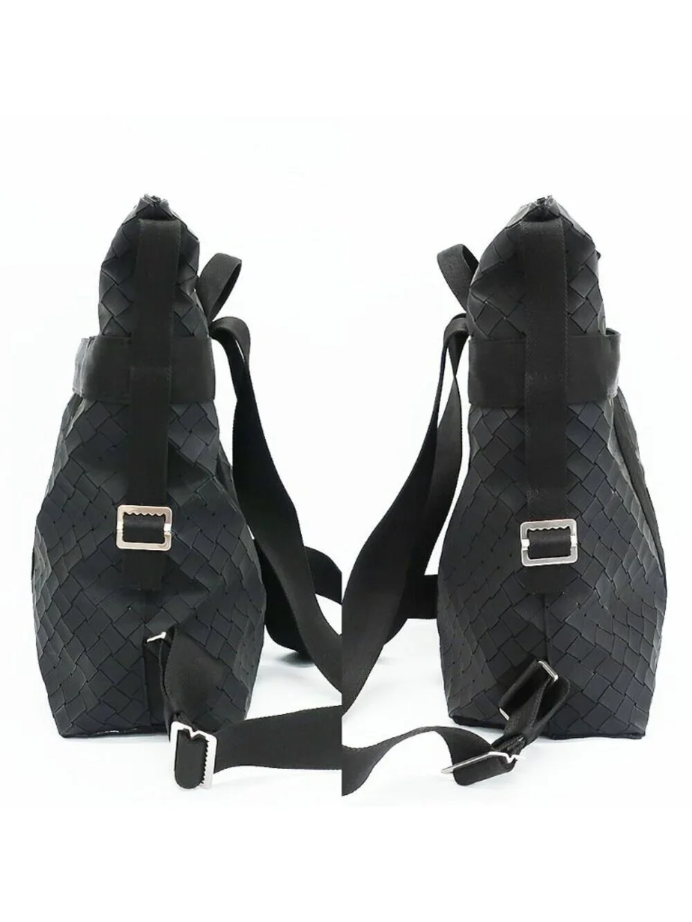 Bottega Veneta Ten New Lava Backpack Intrecciato Black Silver