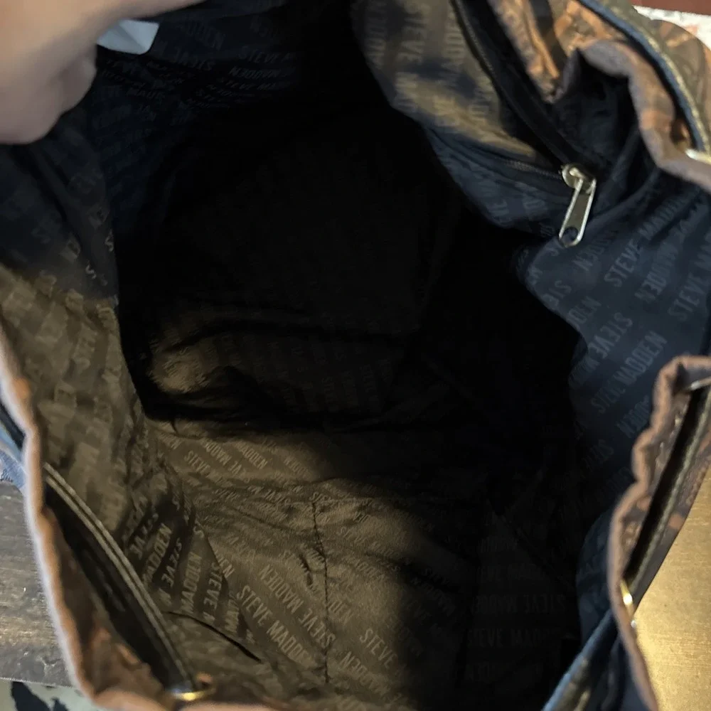 Steve Madden Dark Brown Nylon Backpack Adjustable Straps