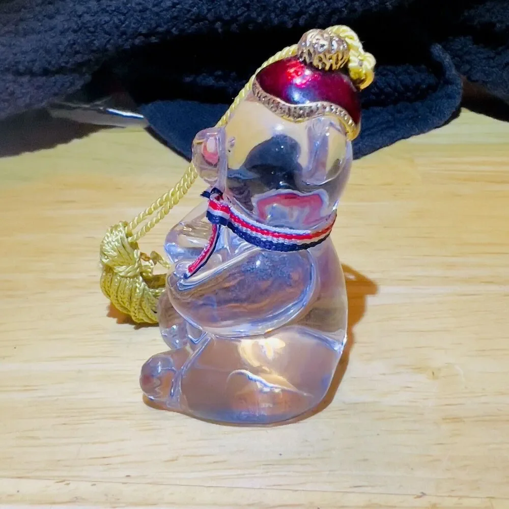 VTG Gorham Full Lead‎ Crystal Teddy Bear Patriotic 100th Anniversary Ornament