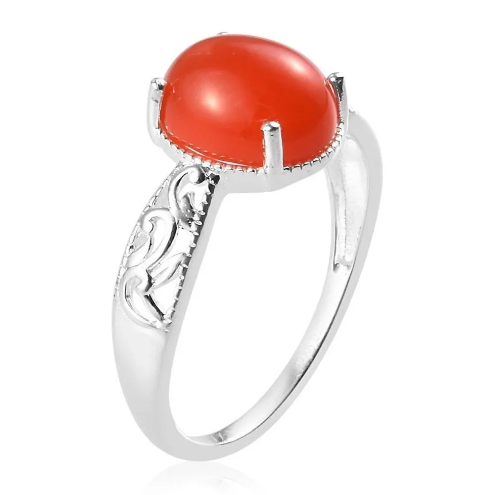 Red Onyx Ring in Sterling Silver Enhanced Size 7