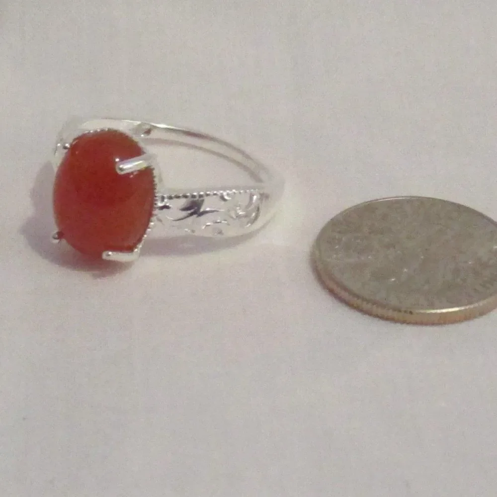 Red Onyx Ring in Sterling Silver Enhanced Size 7