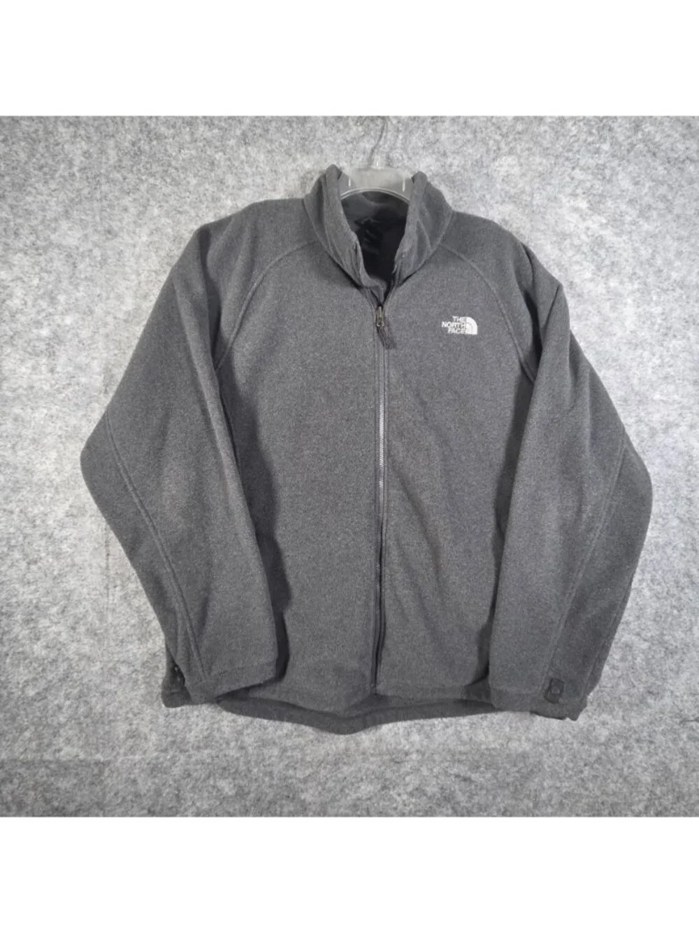 The North Face Men's Gray Full Zip Fleece Jacket Embroidered Logo Outdoor XXL