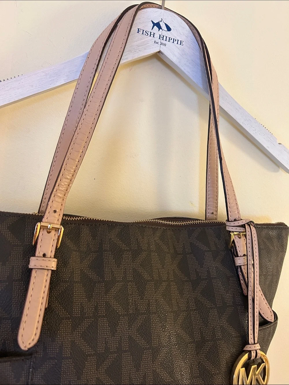 MICHAEL Michael Kors Jet Set East West Tote Signature Monogram Canvas E-1306