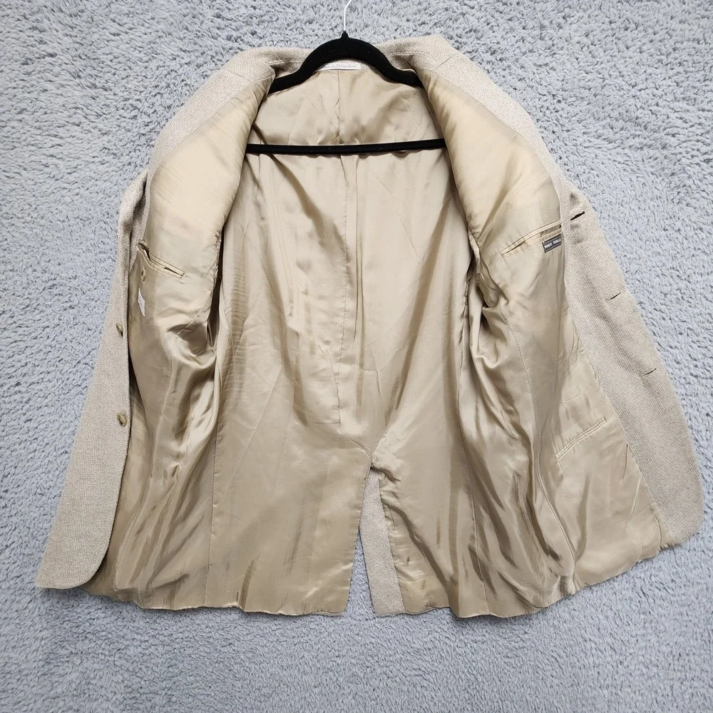 Ermenegildo Zegna Soft Blazer Mens EUR 54R / US‎ 44R Beige Mark Shale Silk Wool