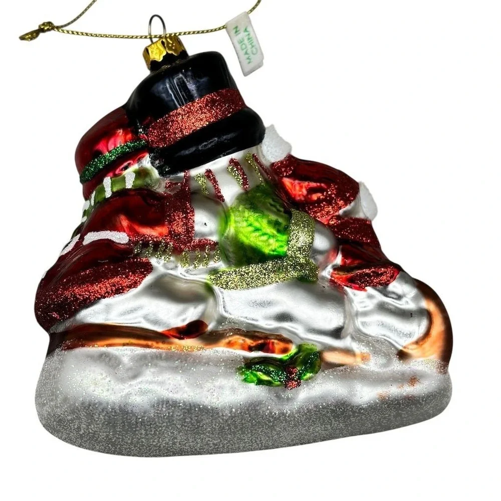 Lenox Hand Blown‎ Glass Snowman Family Christmas Ornament Multicolor