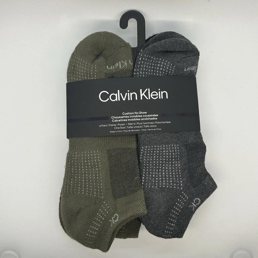 Calvin Klein Cushion No Show Socks 6 Pairs One Size Fit Men's Size 7-12 - New!