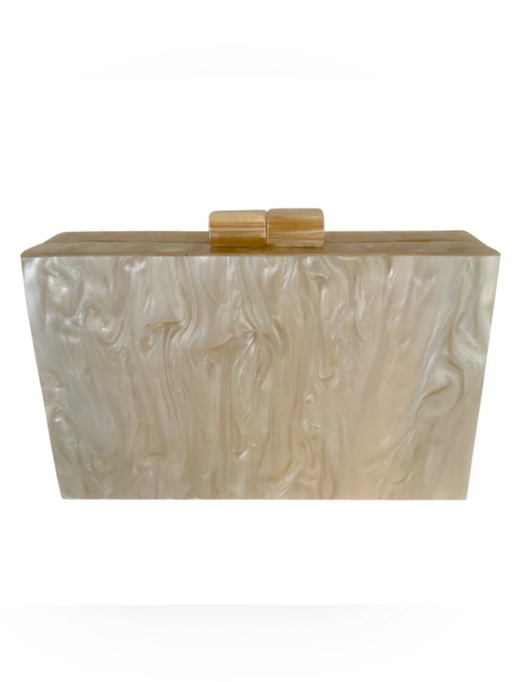Cream Marble “On The List” Acrylic Box Clutch Purse 🌿