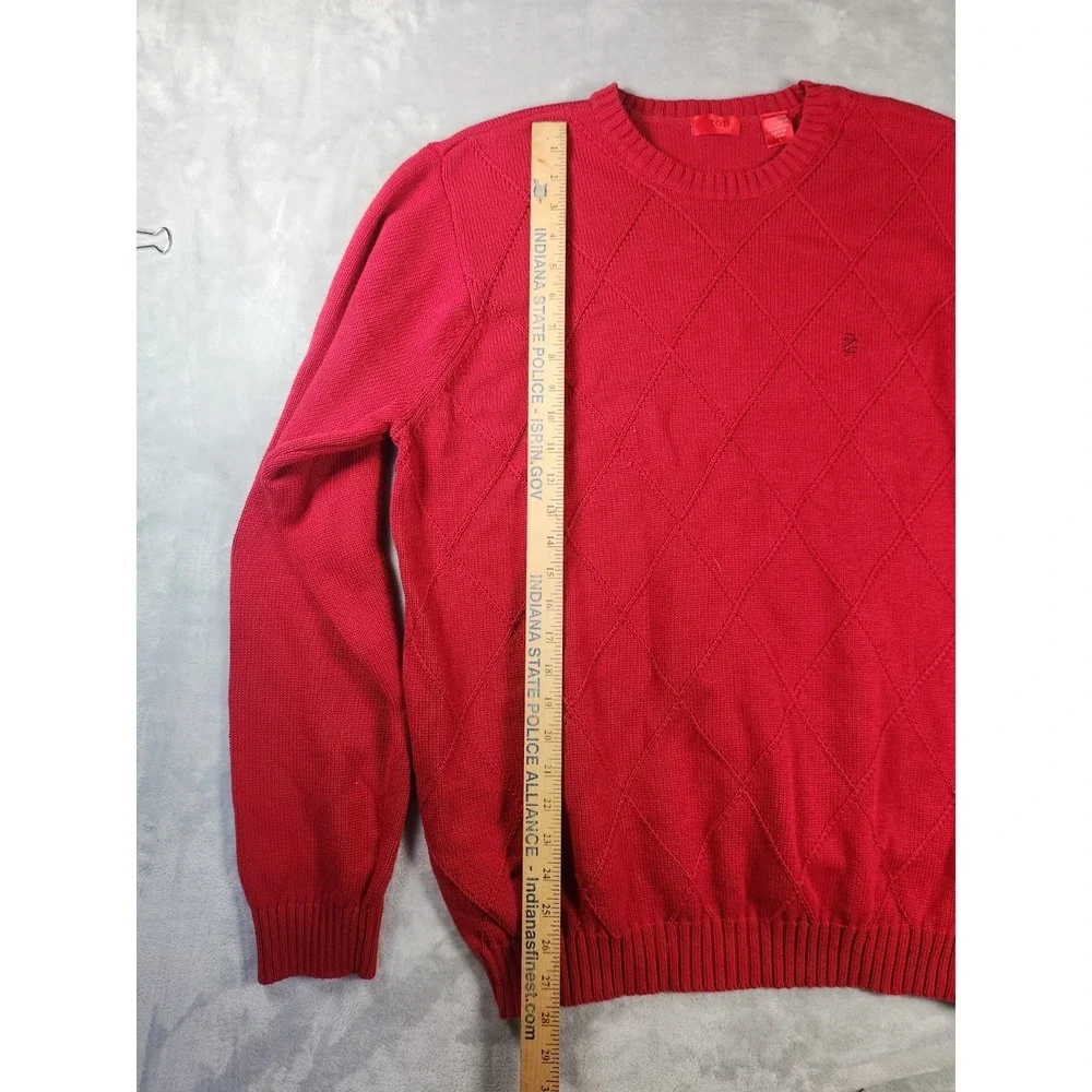Retro IZOD Men's Red Pullover Sweater Crew Neck‎ Long Sleeve 100% Cotton Size L