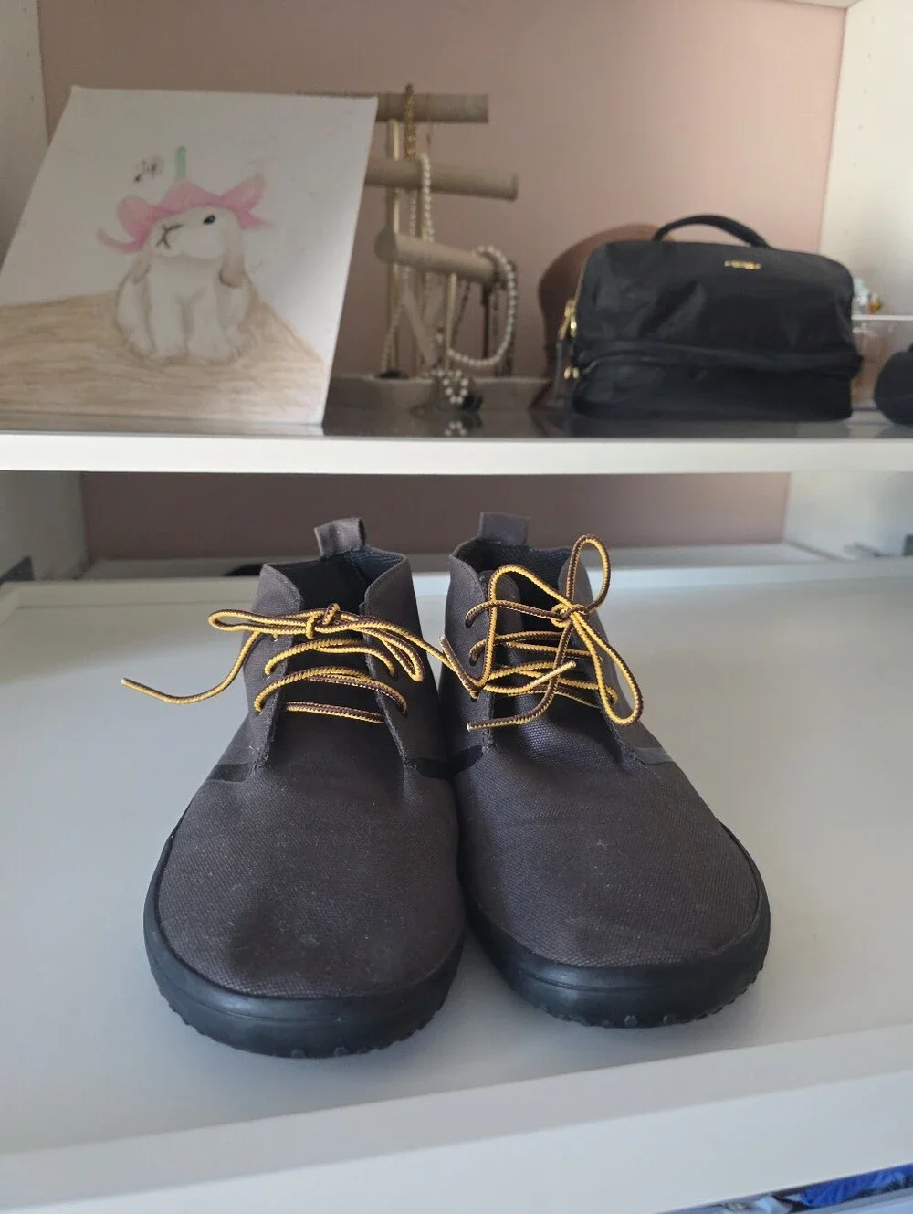Vivo Barefoot Men's Dark Brown Chukka Boots with Yellow Laces
