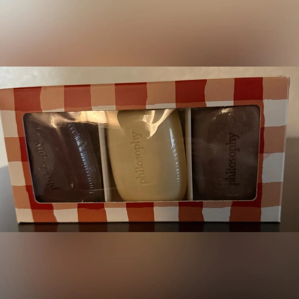 Philosophy “Hot Toddies” Bar Soap Trio Gift Set Spiced Apple Cider Egg Nog Cocoa