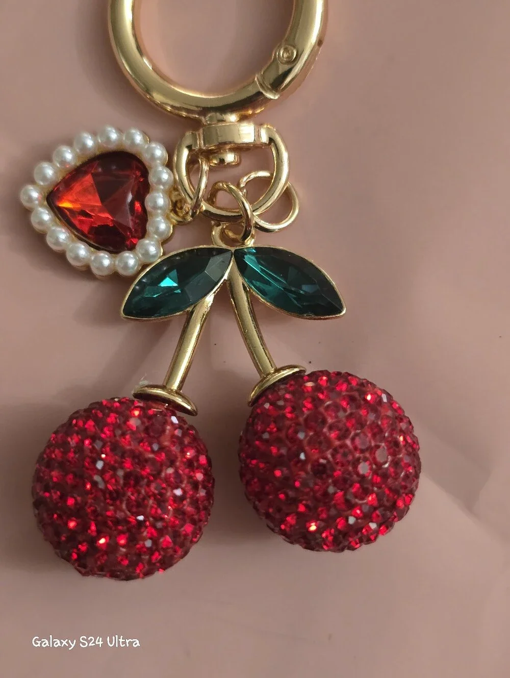 Cherry Heart Bag Charm/ Keychain NEW