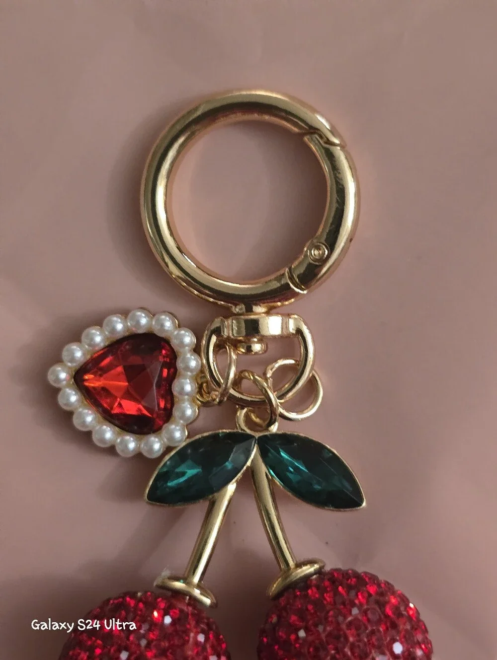 Cherry Heart Bag Charm/ Keychain NEW