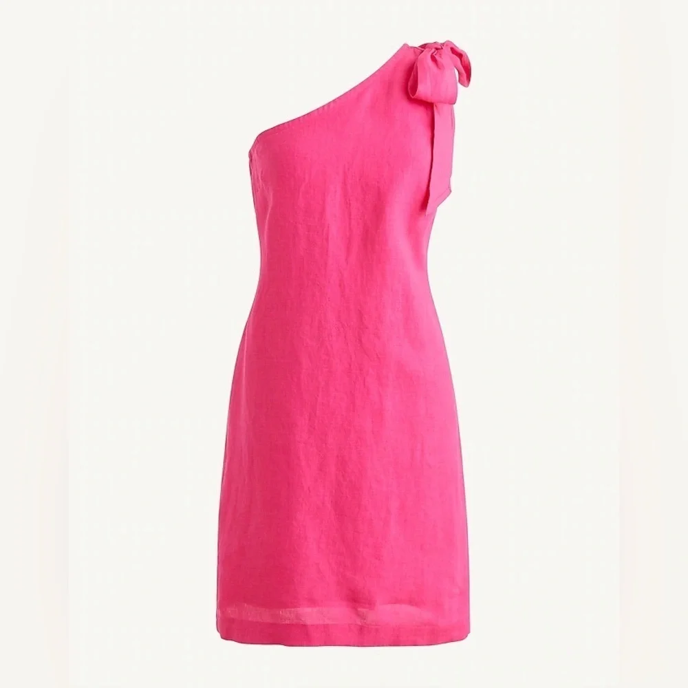J Crew Women's Asymmetrical Sleeveless A-Line Linen Mini Dress Pink Size XS NWT