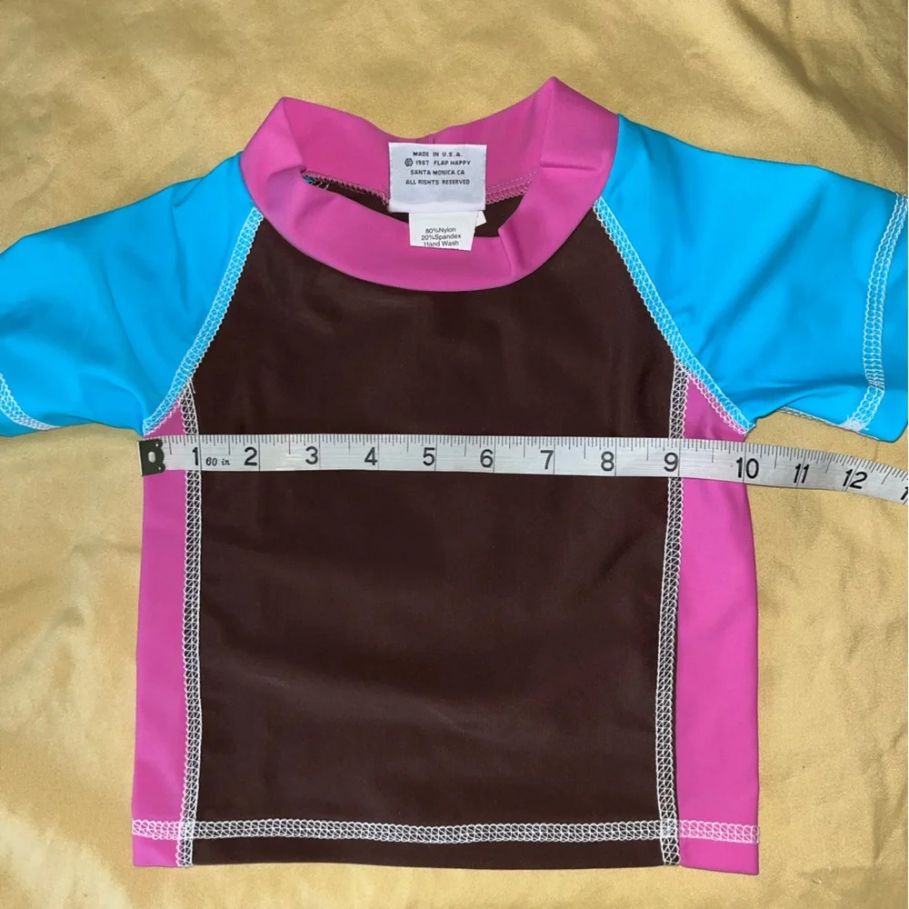 Lot of 2 Flap Happy Kids UV 50 Rash Guard short Sleeve Swim Top Tees Size 18M
