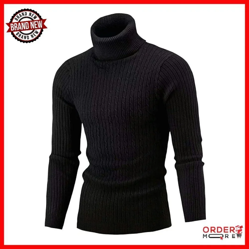 Men's Slim Fit Turtleneck Pullover Sweater 95% Polyester 5% Cotton