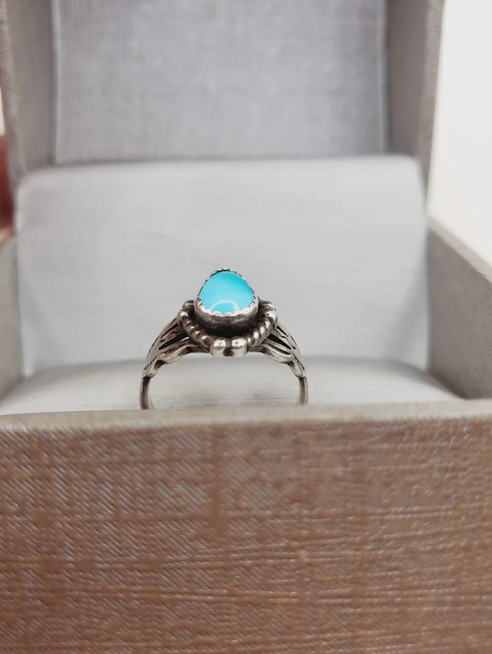 Genuine Teardrop Turquoise Vintage Arrow Ring In 925 Sterling Silver