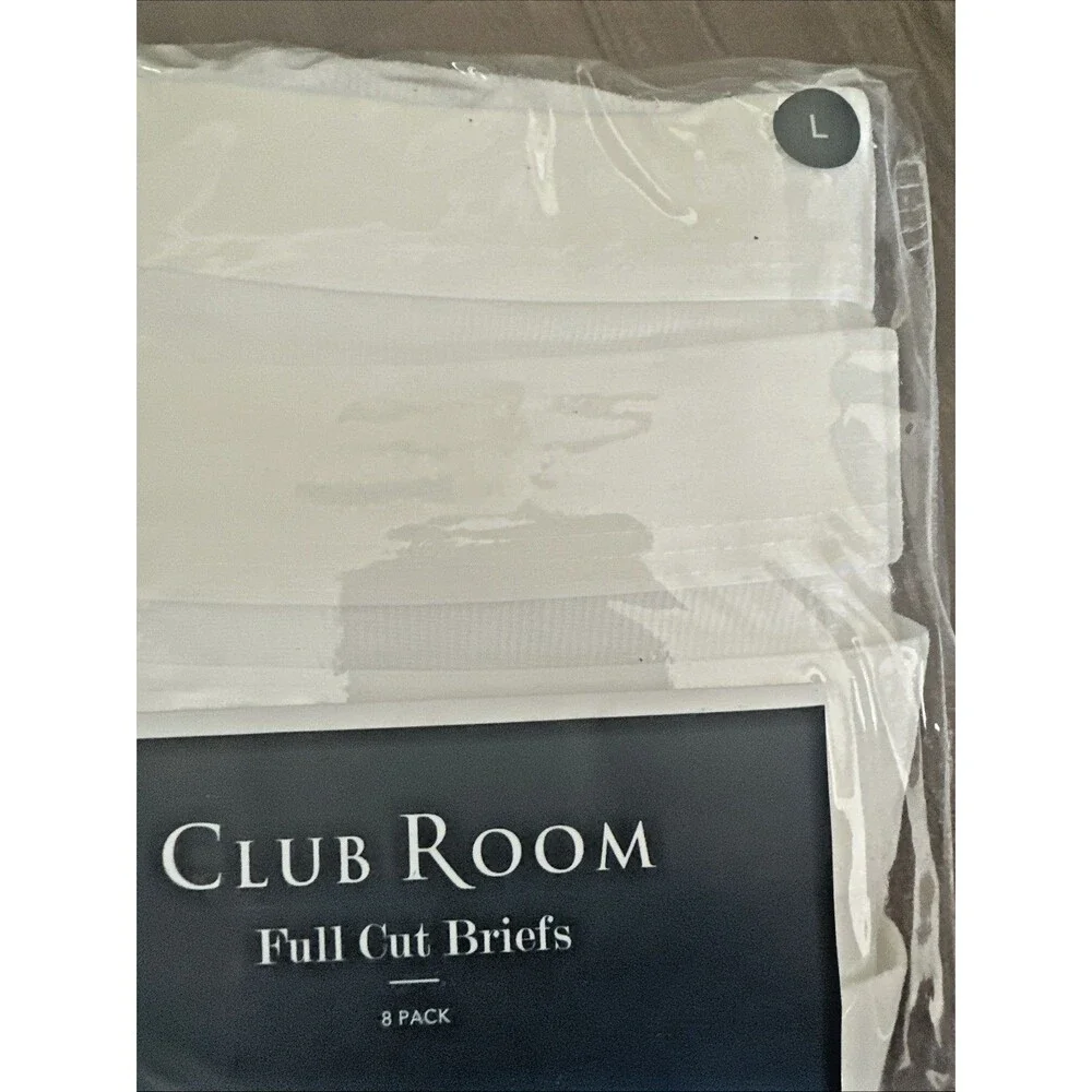 Club Room Men's 8 pack Full Cut Briefs Tagless Design Comfortable Underwear L